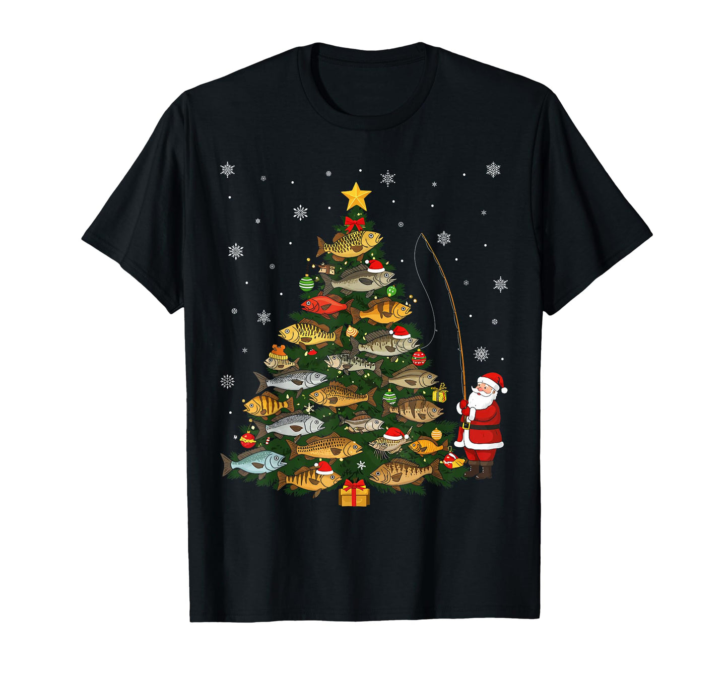 Christmas Bass Fishing Humor Fisherman Gifts for Fish Lovers T-Shirt