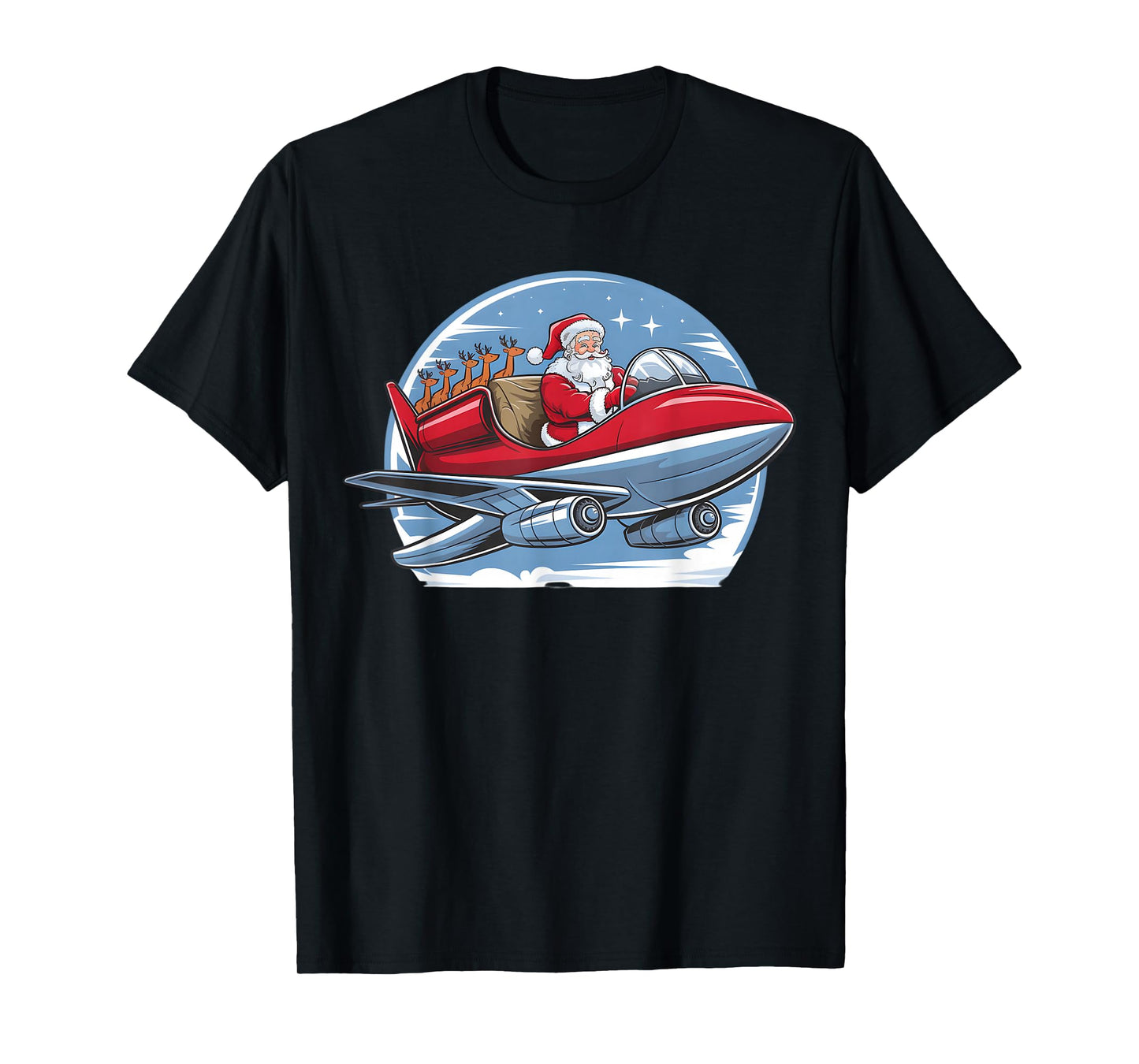 Christmas Airplane Pilot Plane Aviation Santa Boys Men Kids T-Shirt