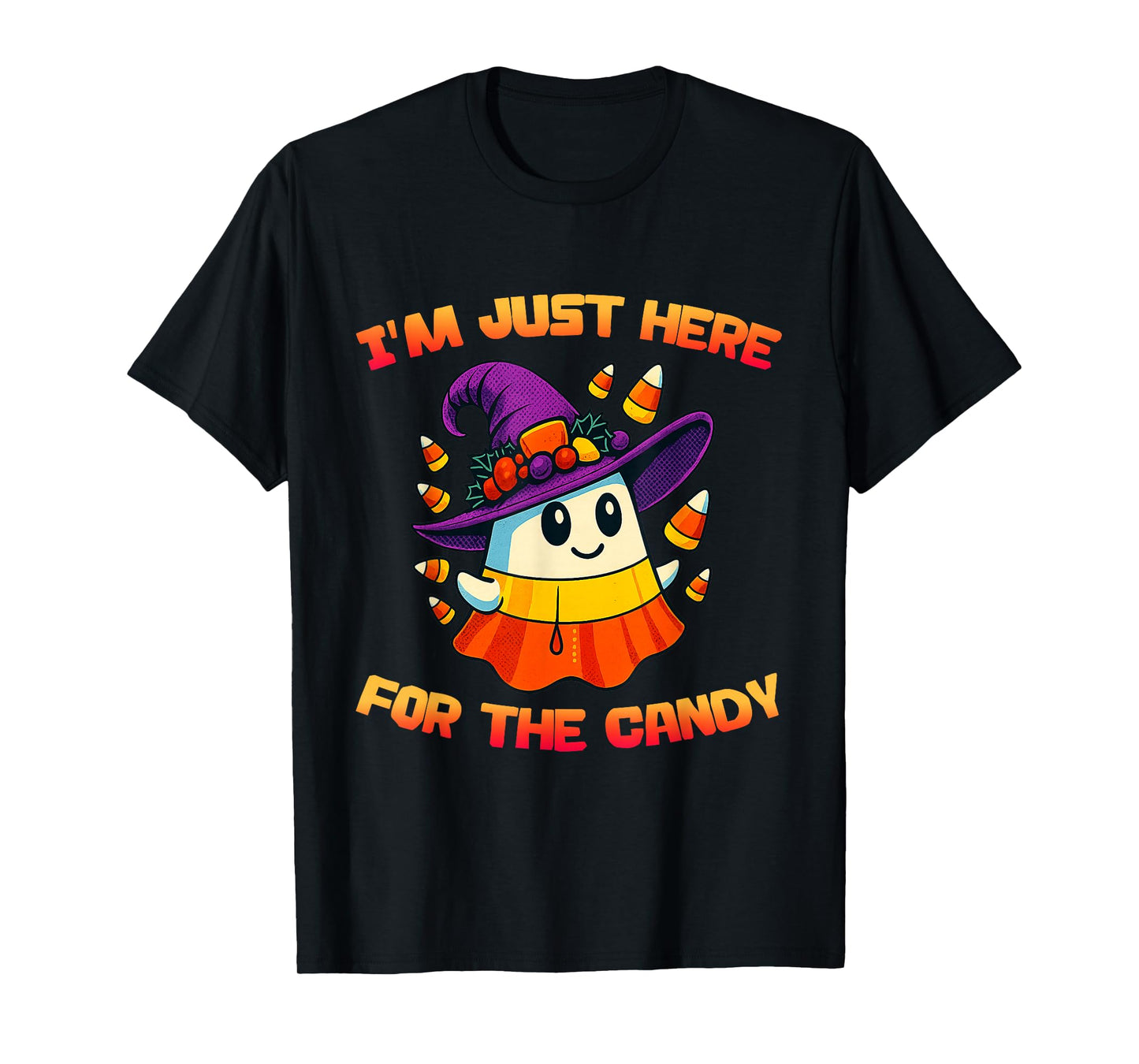 I’m Just Here for The Candy Funny Halloween Candy Corn Witch T-Shirt