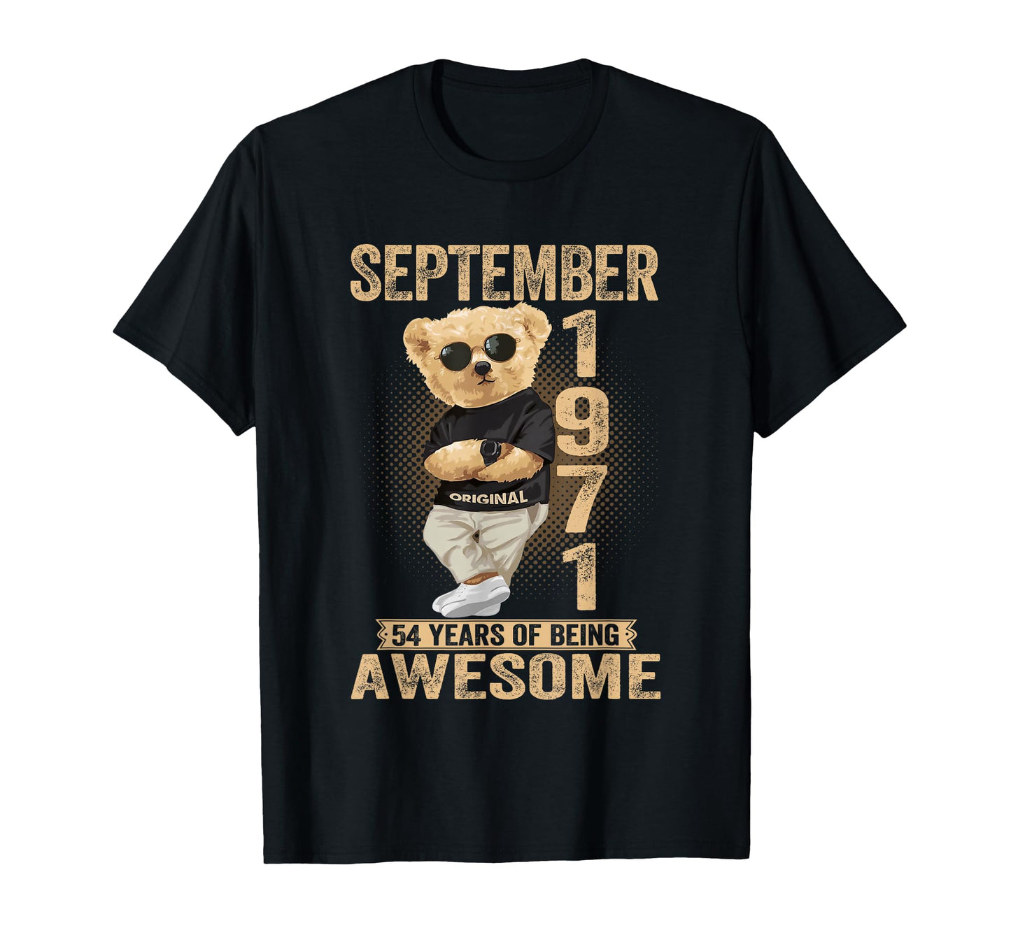 September 54th Birthday Men Women 1971 Awesome Teddy Bear T-Shirt