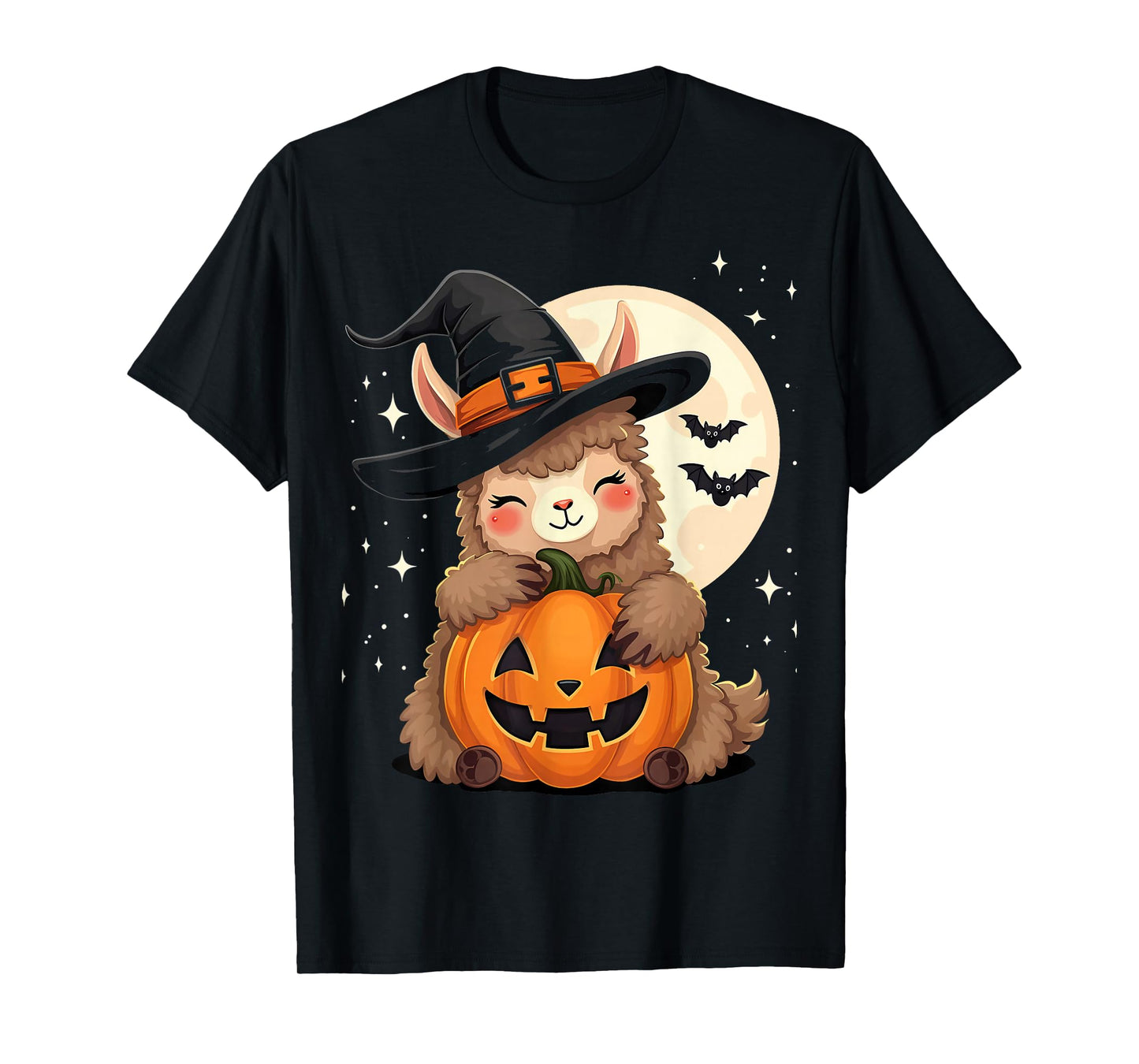 Cute Halloween Llama Witch Hat Pumpkin Spooky T-Shirt