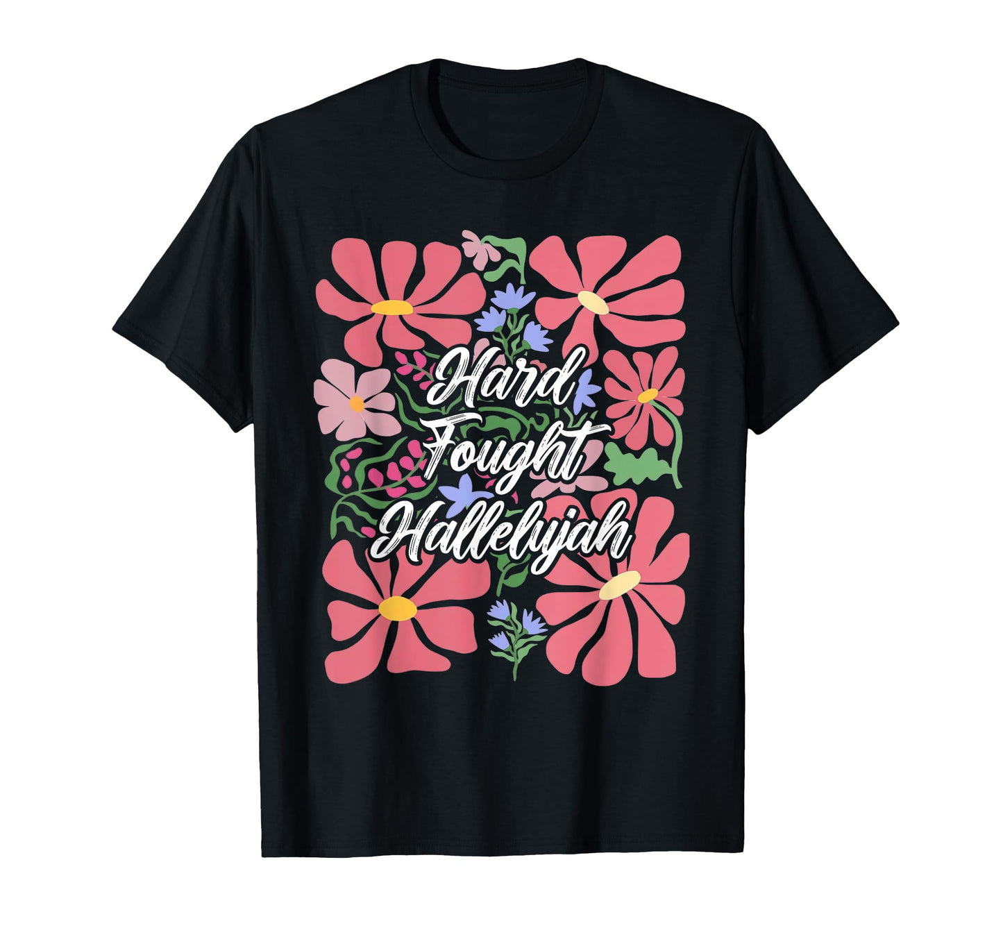 Boho Retro Christian Hard Fought Hallelujah Men Women T-Shirt