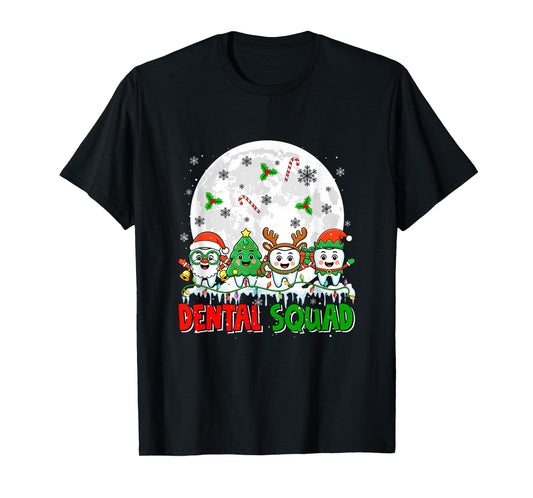 Dental Squad Santa Reindeer Xmas Tree Teeth Dentist T-Shirt