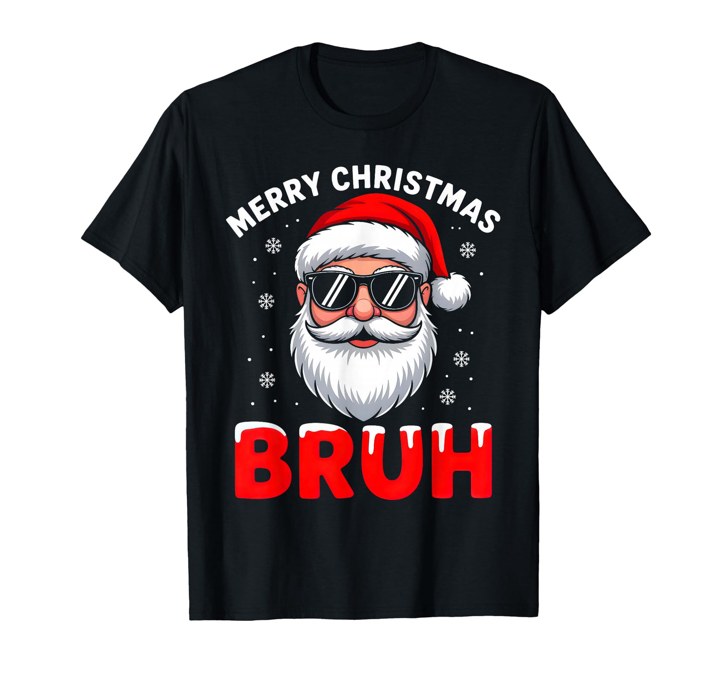 Merry Christmas Bruh Vintage Santa Claus Face Xmas Pajamas T-Shirt