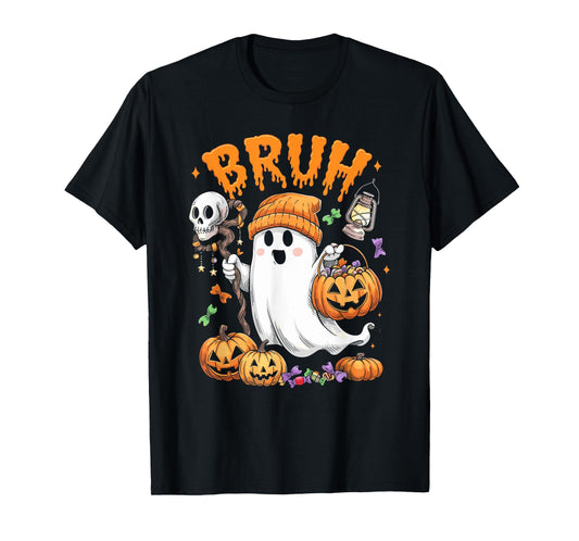 Bruh Ghost Halloween Cute Ghost Trick Or Treat Candy Kids T-Shirt