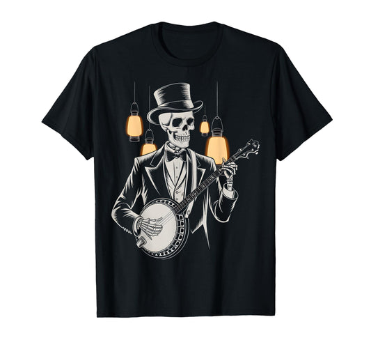 Skeleton Banjo Player Vintage T-Shirt