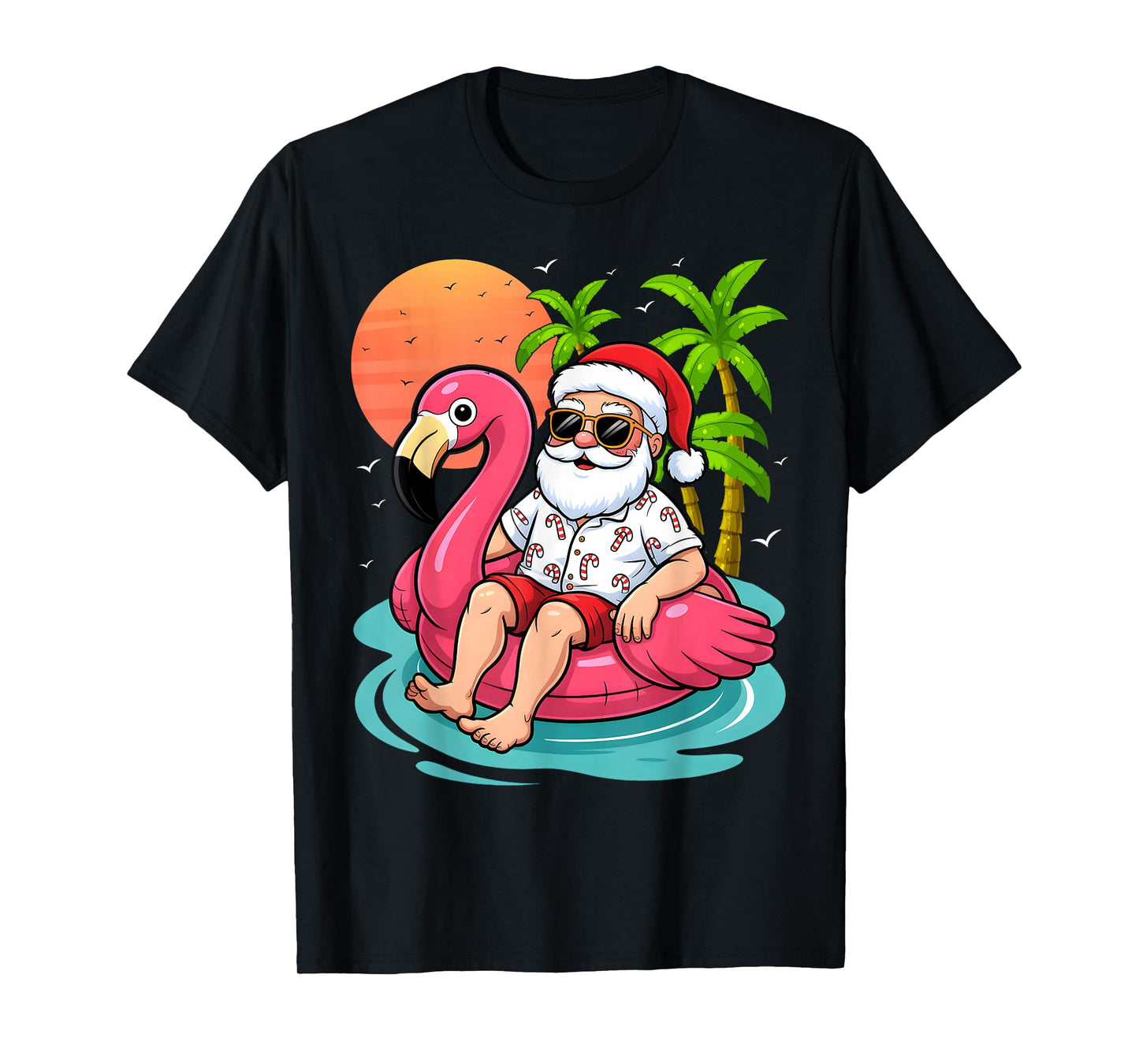 Chritmas in July Santa Flamingo Float Men Women Kids T-Shirt