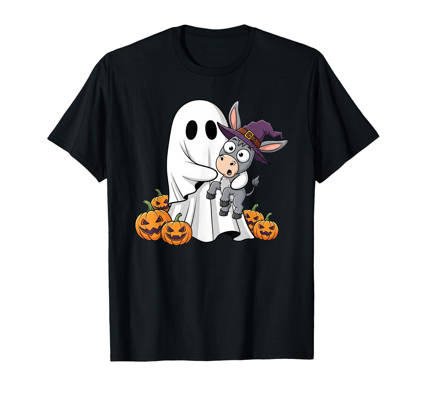 Funny Ghost Donkey Pumpkin Halloween Kids Mens Womens T-Shirt