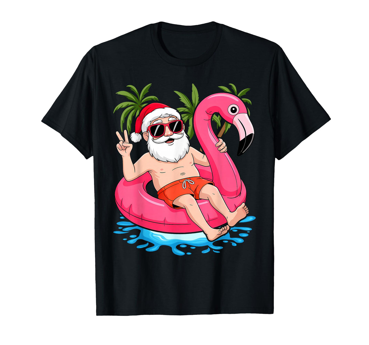 Christmas in July Santa Flamingo Summer Xmas Boys Kids T-Shirt