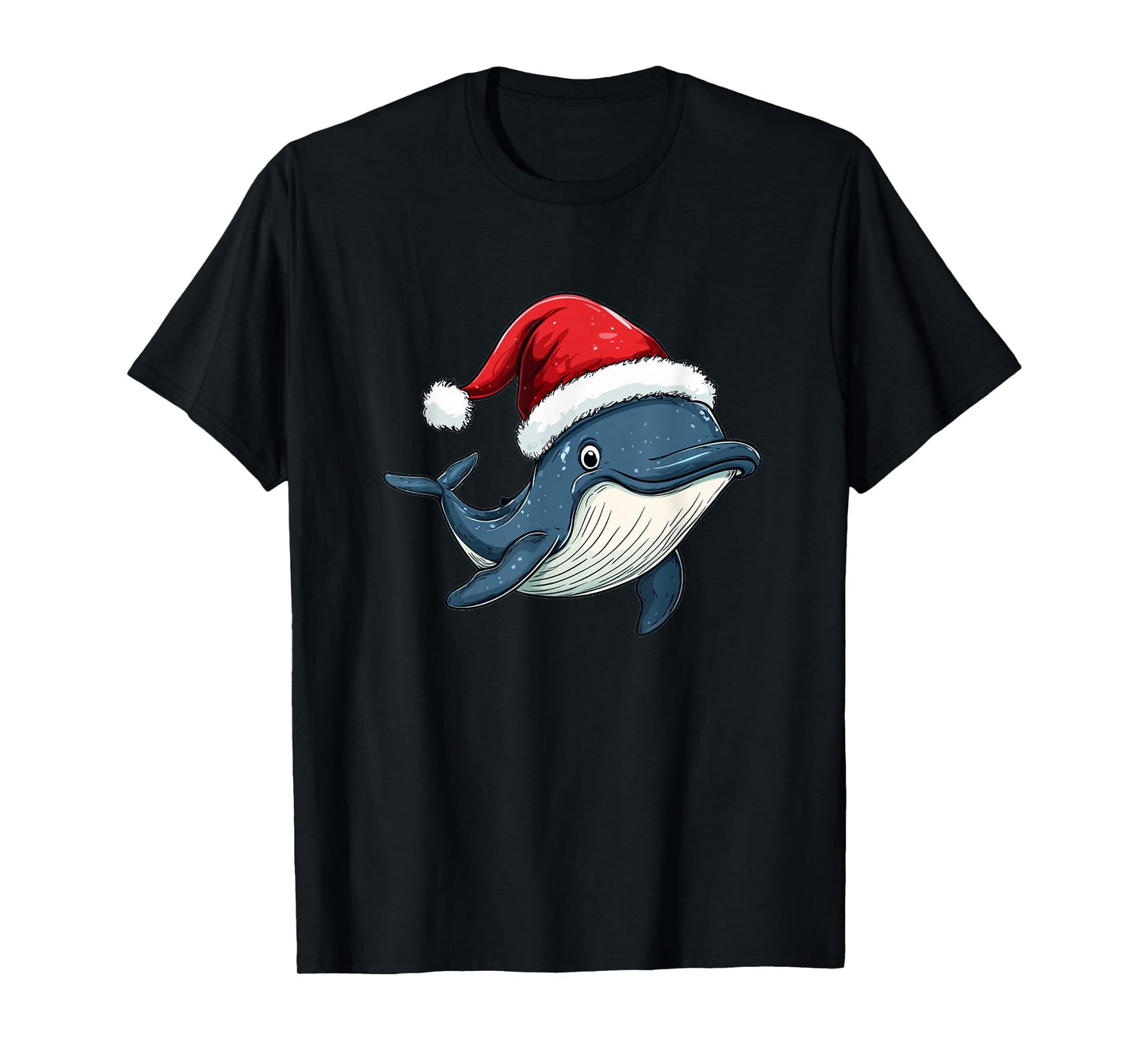 Celebrate Christmas with a Jolly Whale Wearing a Santa Hat T-Shirt