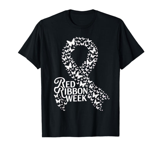 Red Ribbon Week 2025 HOPE LOVE SUPPORT Red Ribbon Week T-Shirt