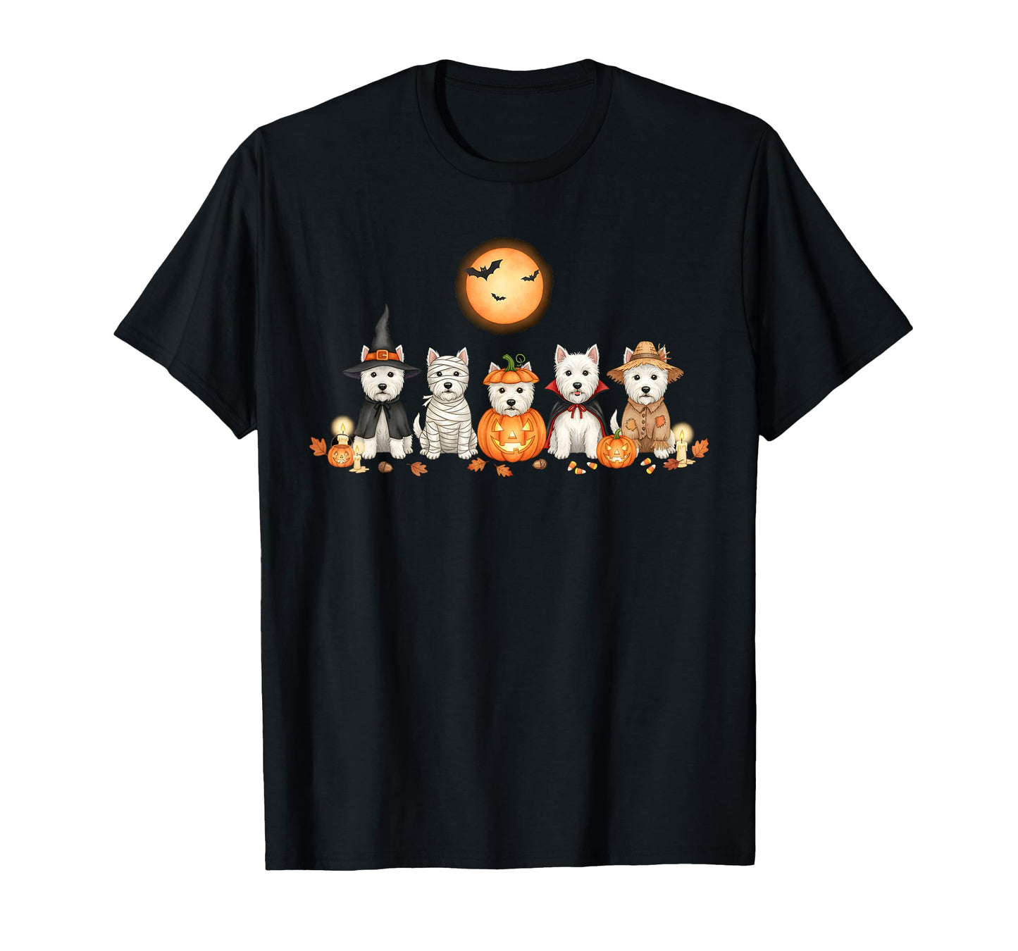 West Highland White Terrier Westie Dogs Ghost Witch Mummy T-Shirt