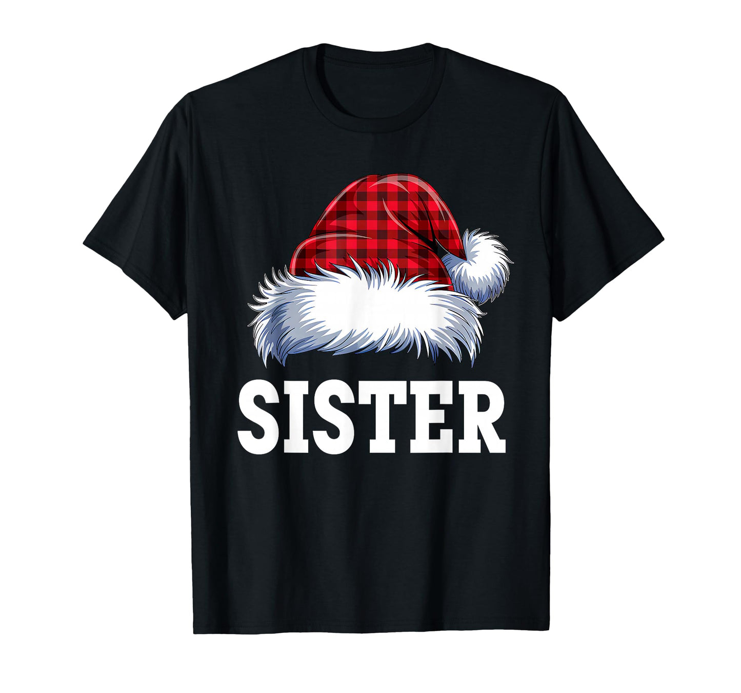 Sister Santa Red Plaid Christmas Family Matching Pajama Xmas T-Shirt