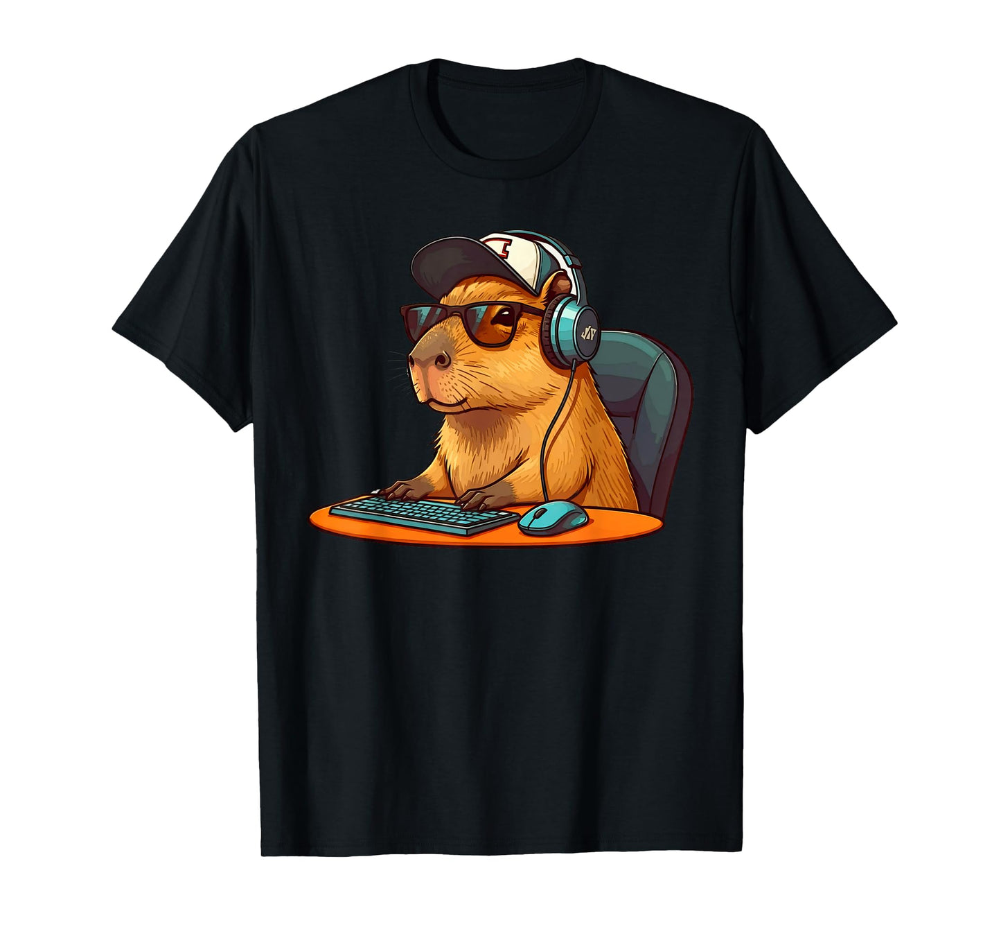 Capybara Video Games Funny Gaming Capy Men Teen Boys Kids T-Shirt