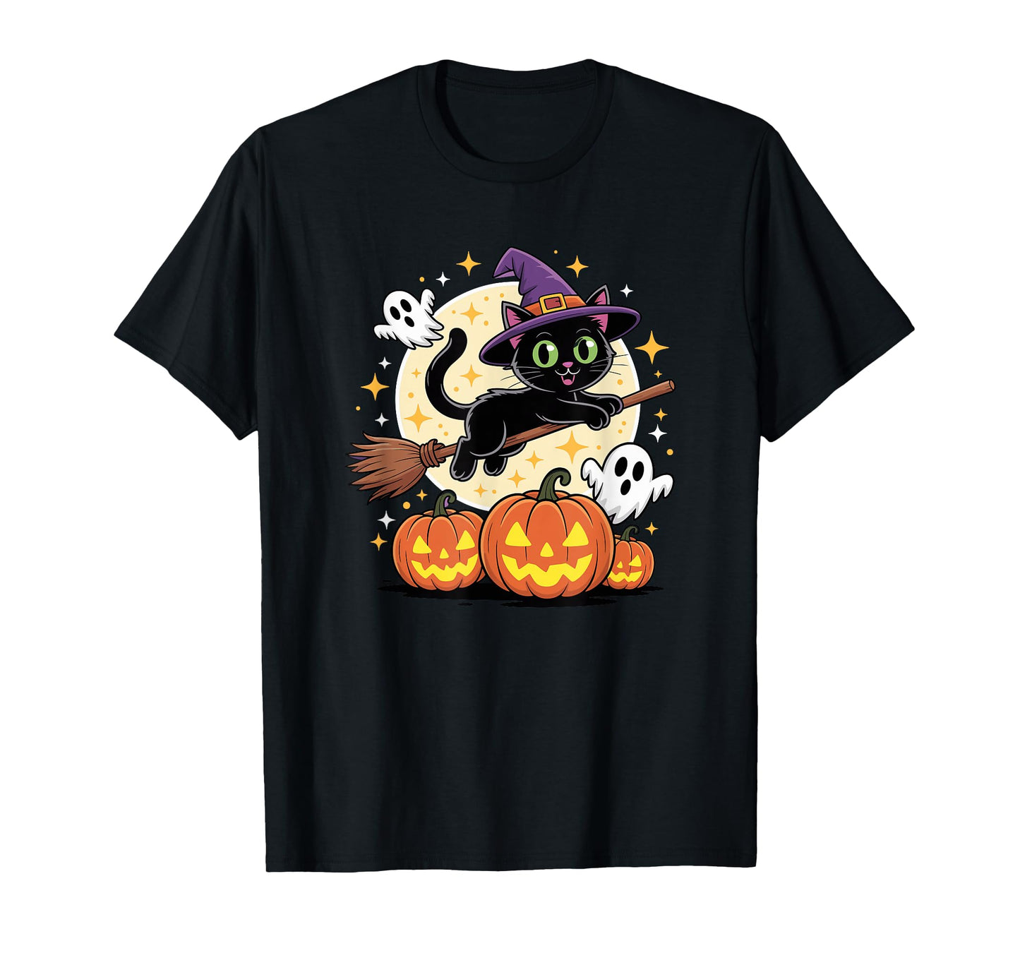 Halloween Witch Bombay Cat Broom T-Shirt