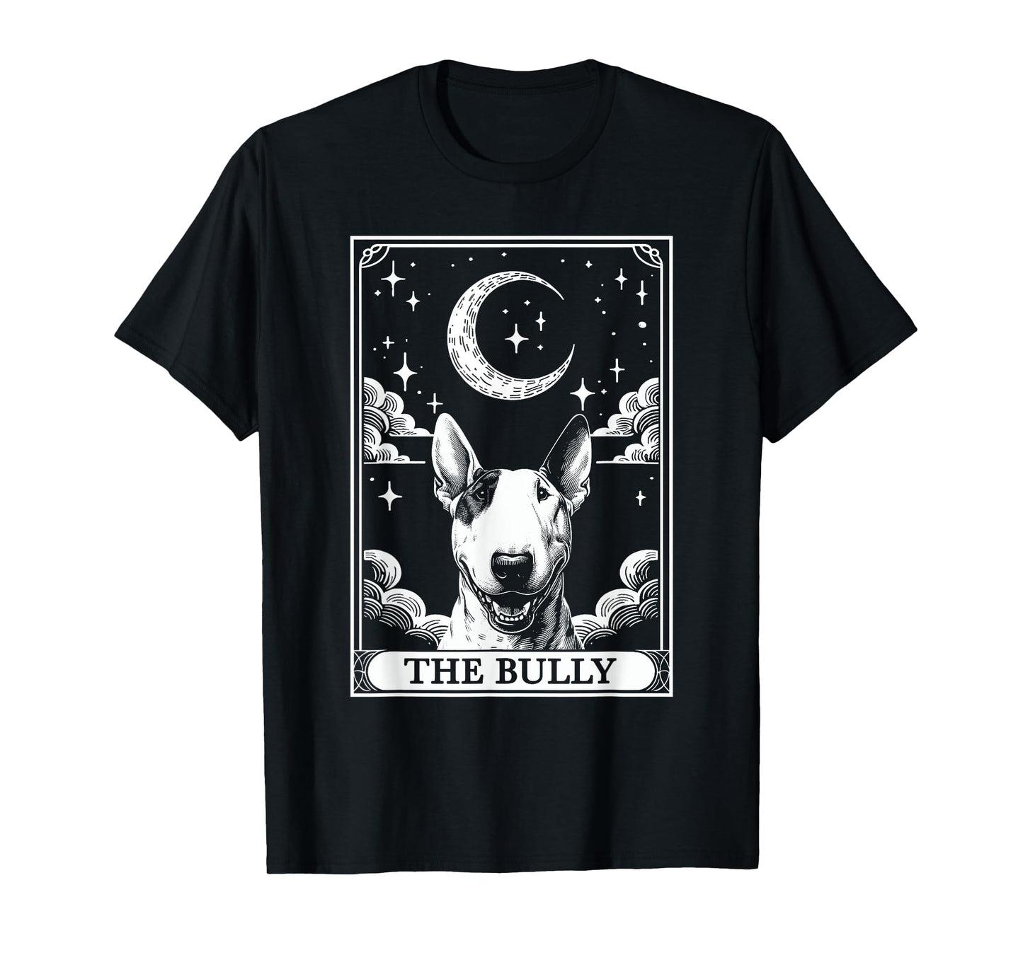 Tarot Card Vintage Crescent Moon Bull Terrier Bully Dog Mom T-Shirt