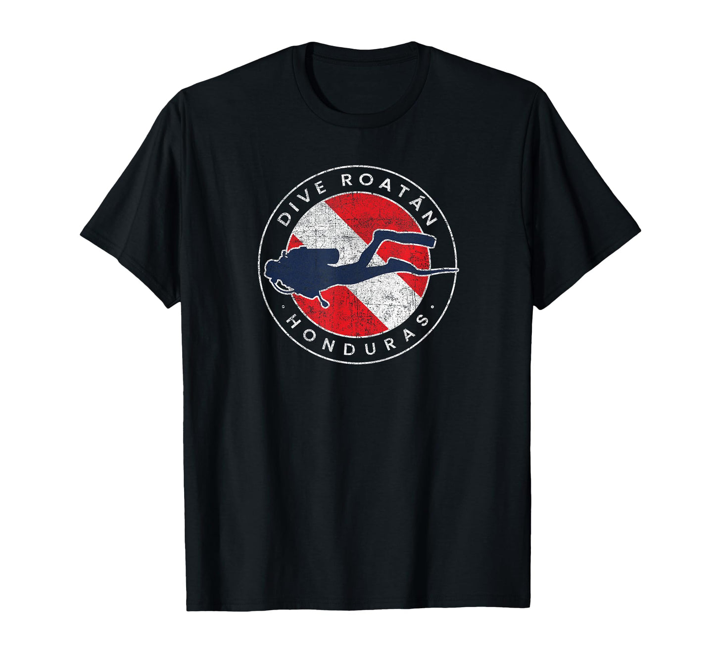 Retro Roatan Honduras Scuba Dive Vintage Dive Flag Diving T-Shirt