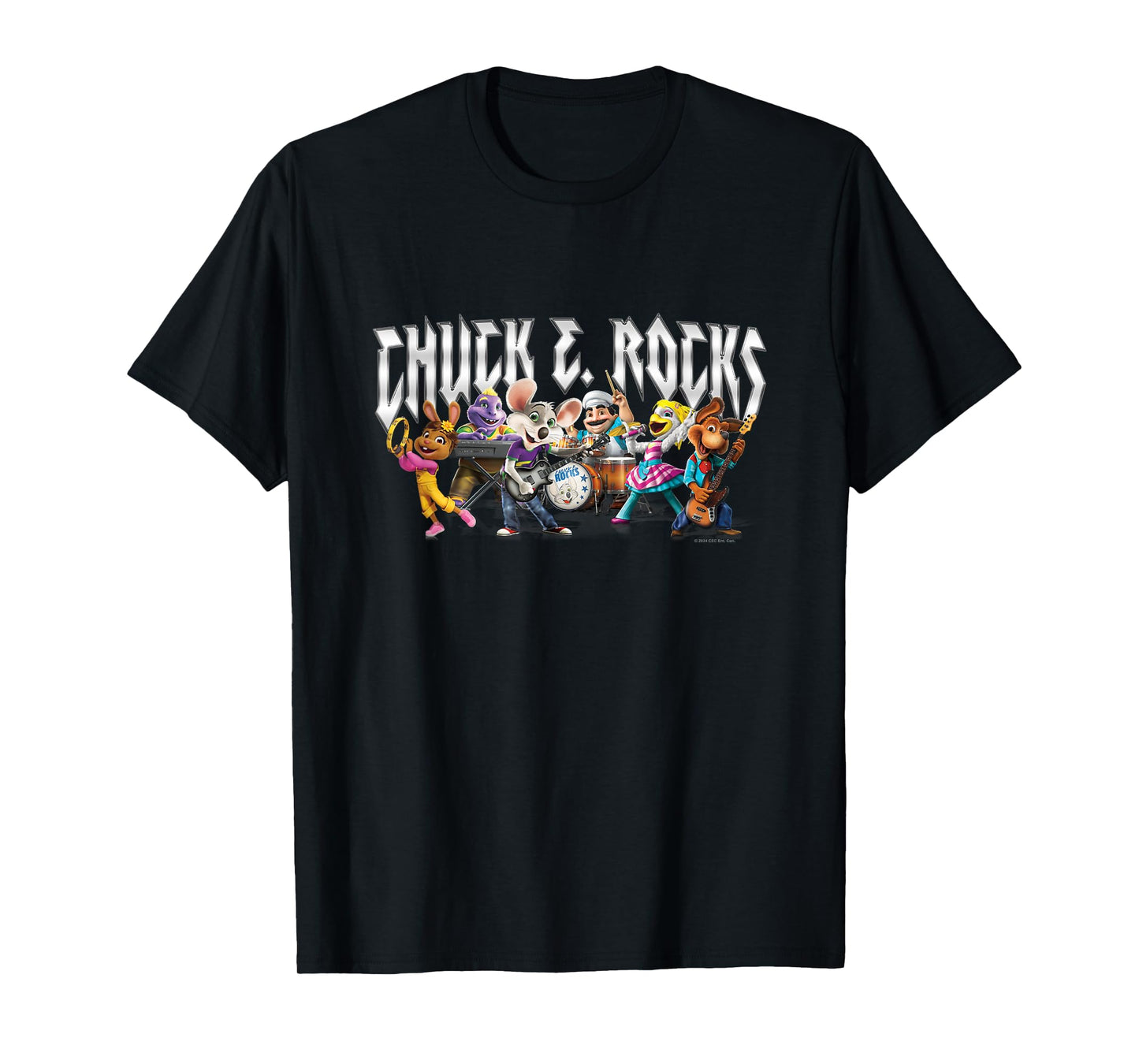 Chuck E. Cheese Chuck E. Rock Band Group Shot Chest Logo T-Shirt