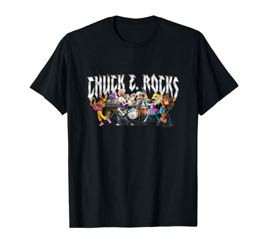 Chuck E. Cheese Chuck E. Rock Band Group Shot Chest Logo T-Shirt