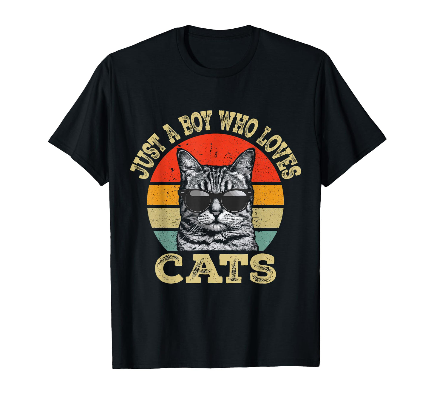 Vintage Just A Boy Who Loves Cats Boy Kid Cat Lover For Boys T-Shirt