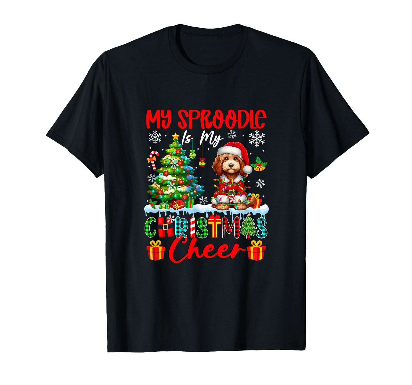 My Sproodle is My Xmas Cheer Funny Santa Dog Owner Kids T-Shirt