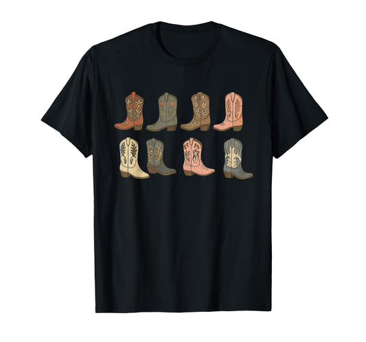 Cute Country Cowgirl Boots Cowboy Women Western Vintage T-Shirt