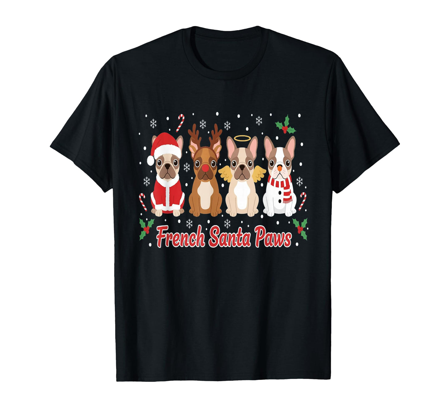 French Bulldog Santa Funny Christmas Dog Lover Holiday T-Shirt