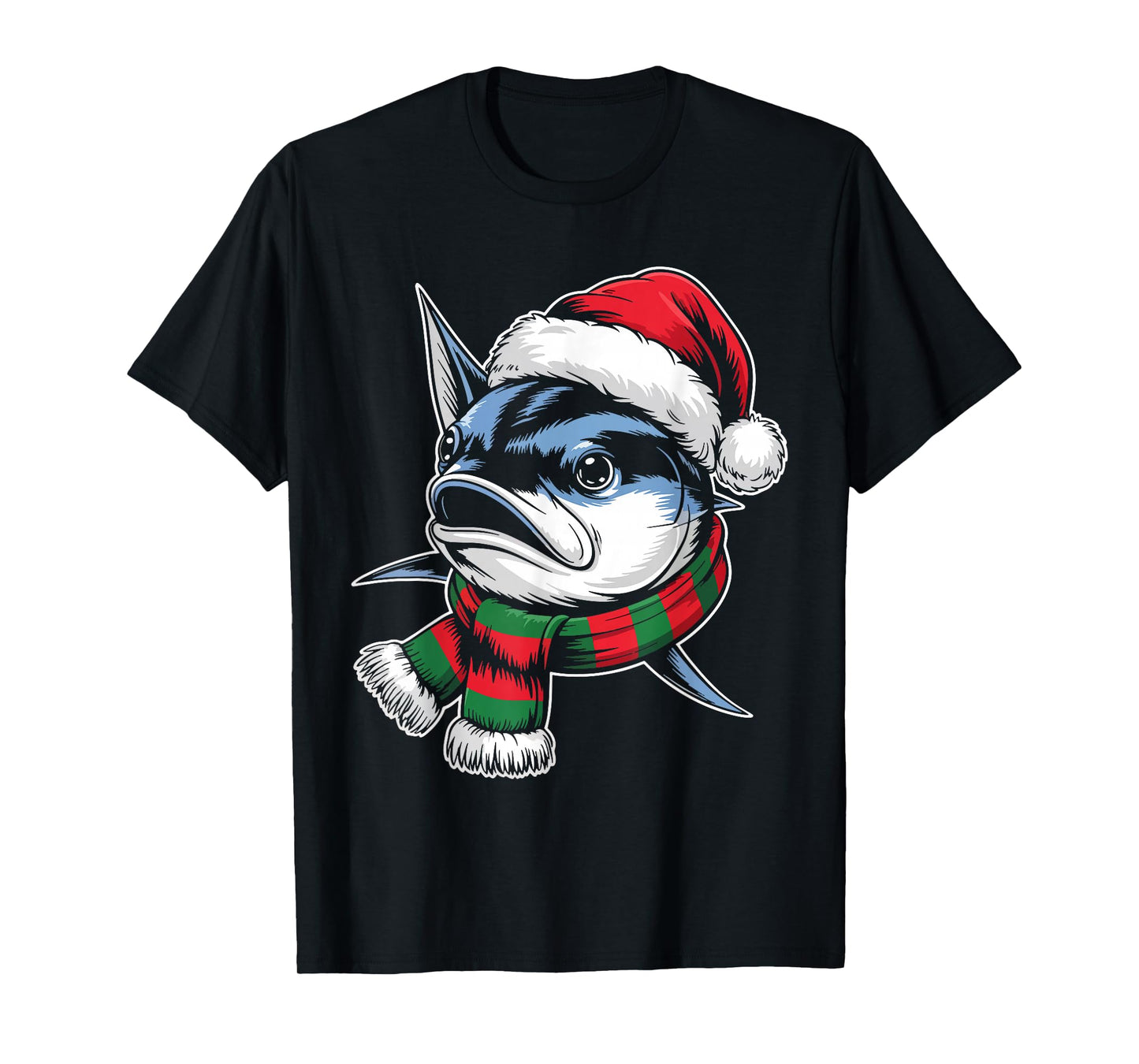 Bluefin Tuna Xmas Santa Hat Scarf Christmas Costume T-Shirt