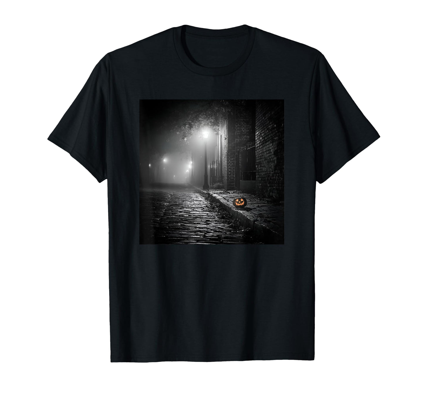 Spooky Victorian Street Lamp Pumpkin Halloween T-Shirt