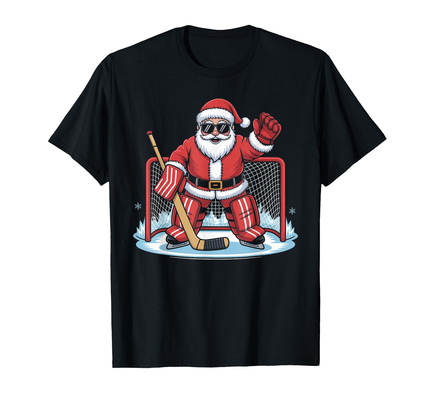 Hockey Santa Goalie Funny Ice Hockey Winter Christmas T-Shirt