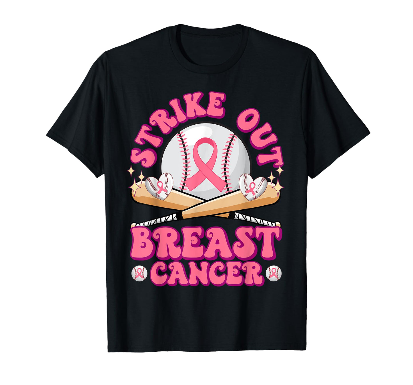 Strike Out Breast Cancer Awareness Pink October Baseball T-Shirt