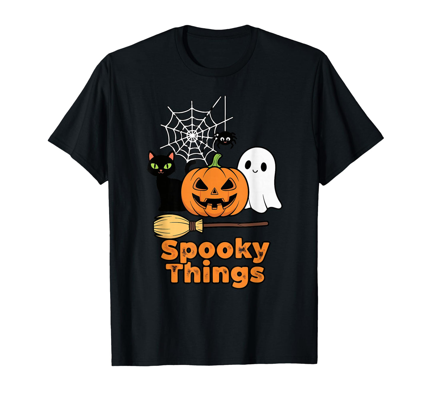 Spooky Things Cute Halloween Pumpkin Ghost Black cat T-Shirt