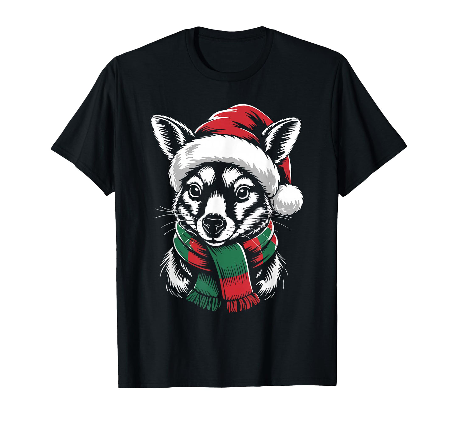 Wallaby Xmas Santa Hat Scarf Christmas Costume T-Shirt
