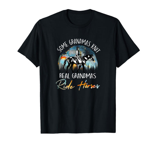 Real Grandmas Ride Horses Grandma Horse Riding Equestrian T-Shirt
