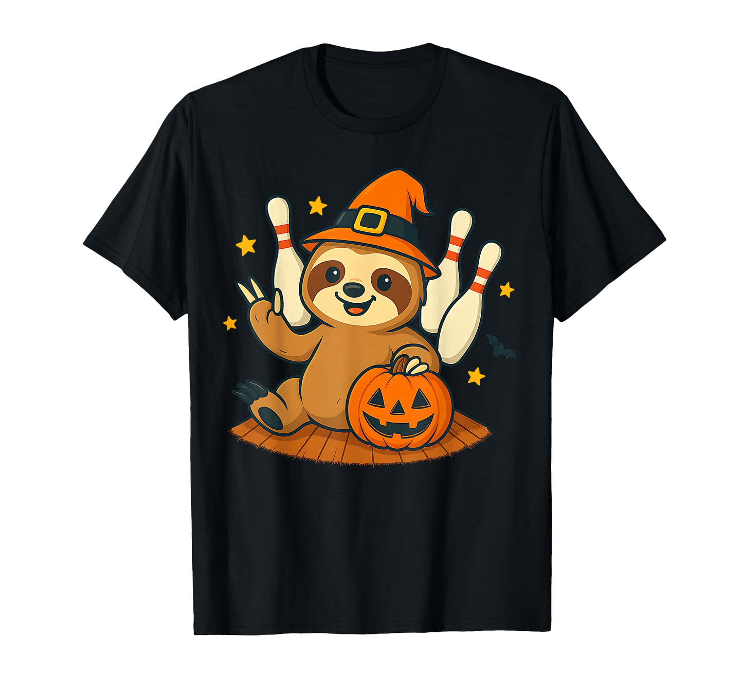 Cute Sloths Cool Sloths Halloween Pumpkin Witch Bowling T-Shirt
