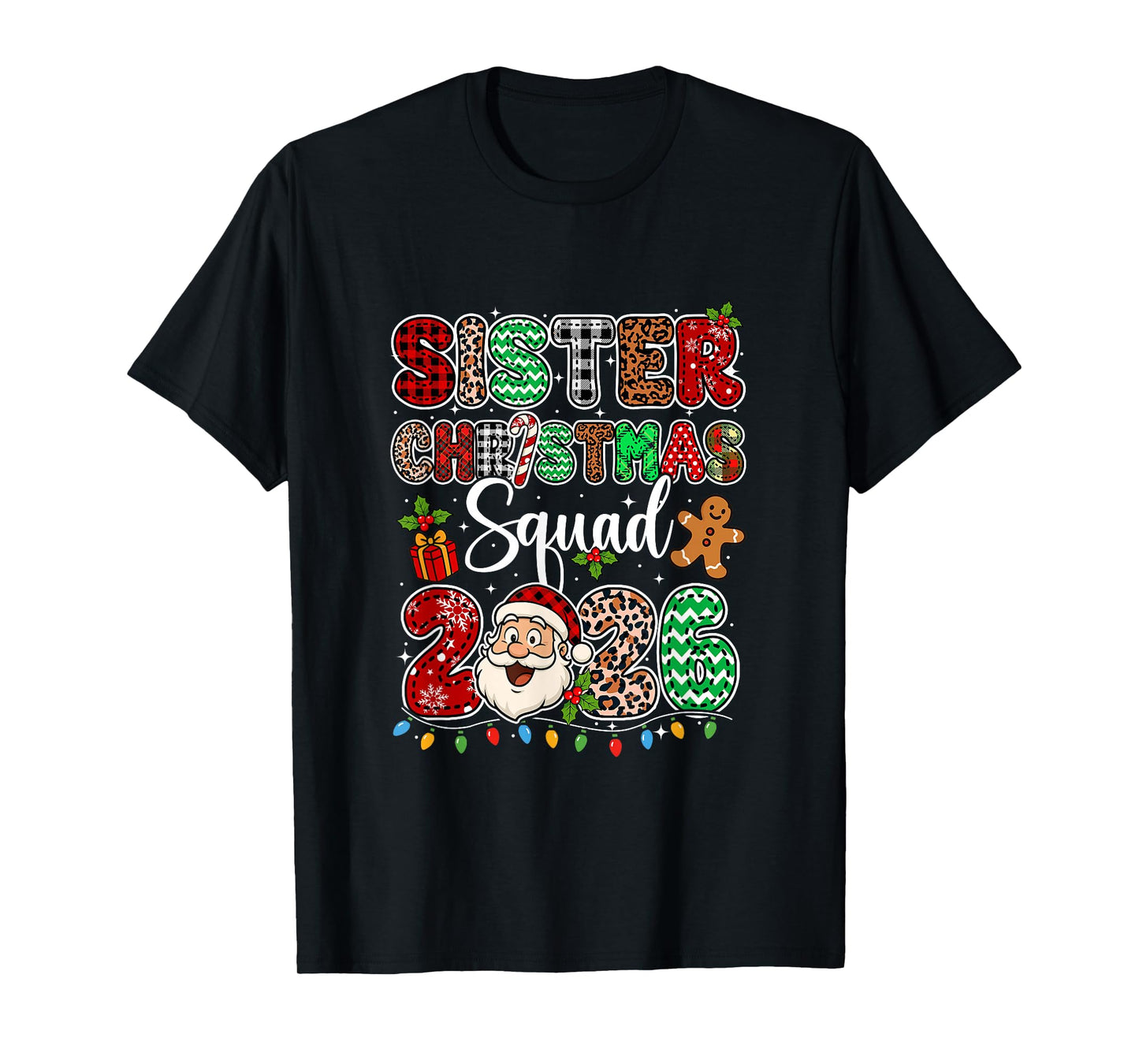Sister Christmas Crew 2026 Leopard Funny Santa Family Group T-Shirt