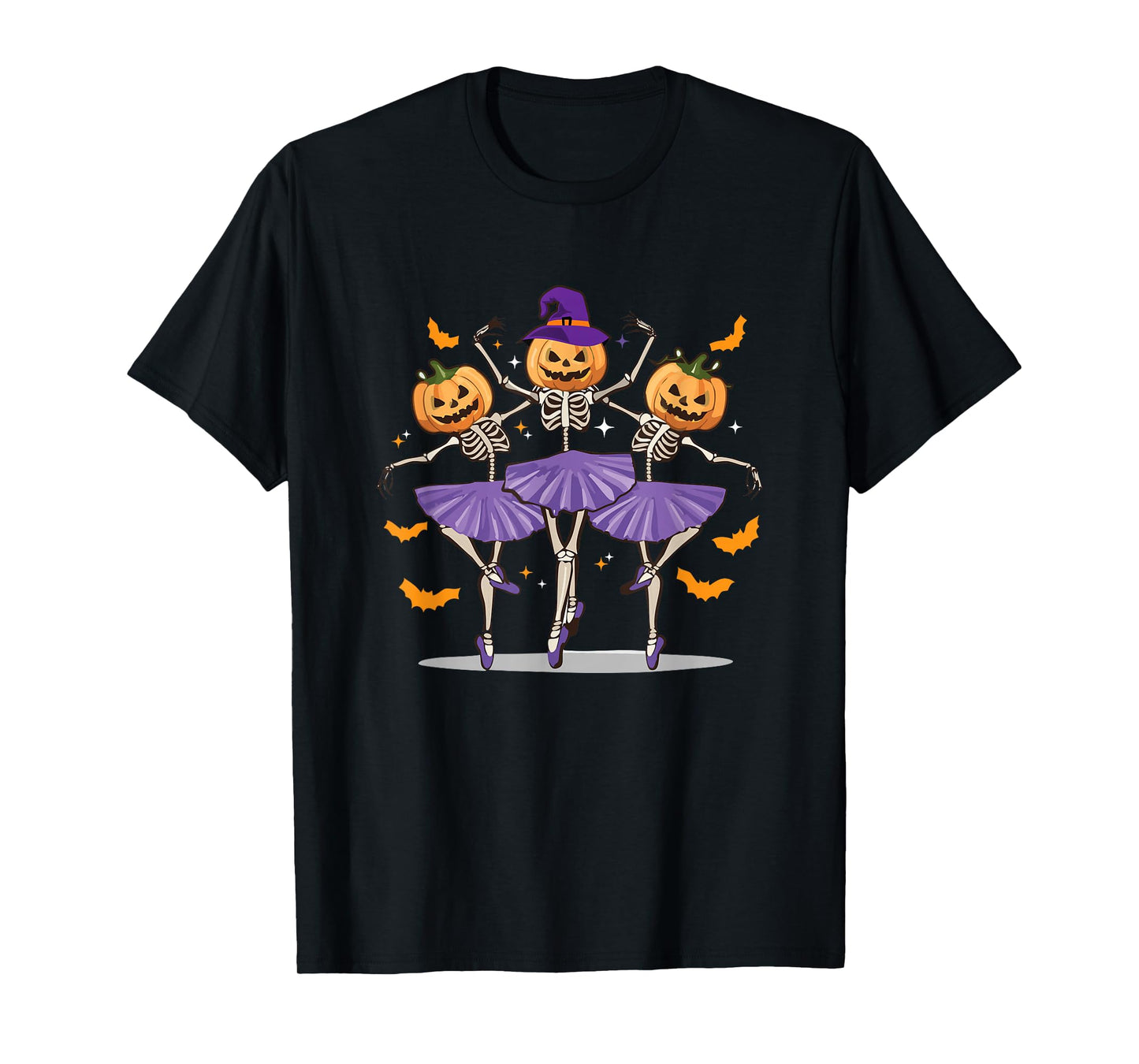 Skeleton Dancer Halloween Ballet Lovers Pumpkin Witch Girls T-Shirt