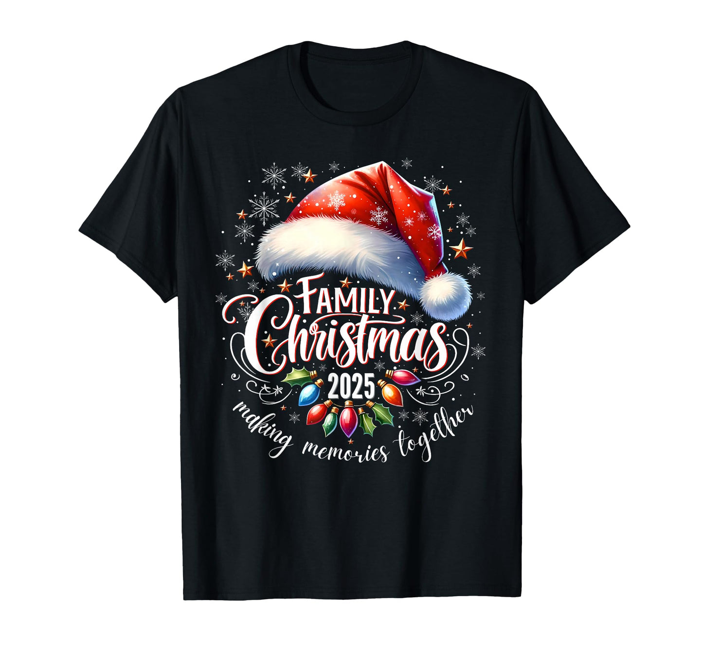 Family Christmas 2025 Xmas Lights Santa Snowflake Pajamas T-Shirt