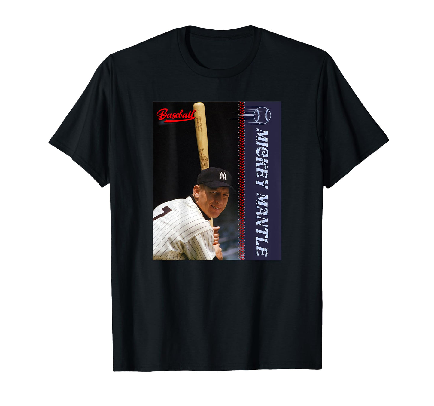 Mickey Mantle_Baseball_001_Back Printed T-Shirt
