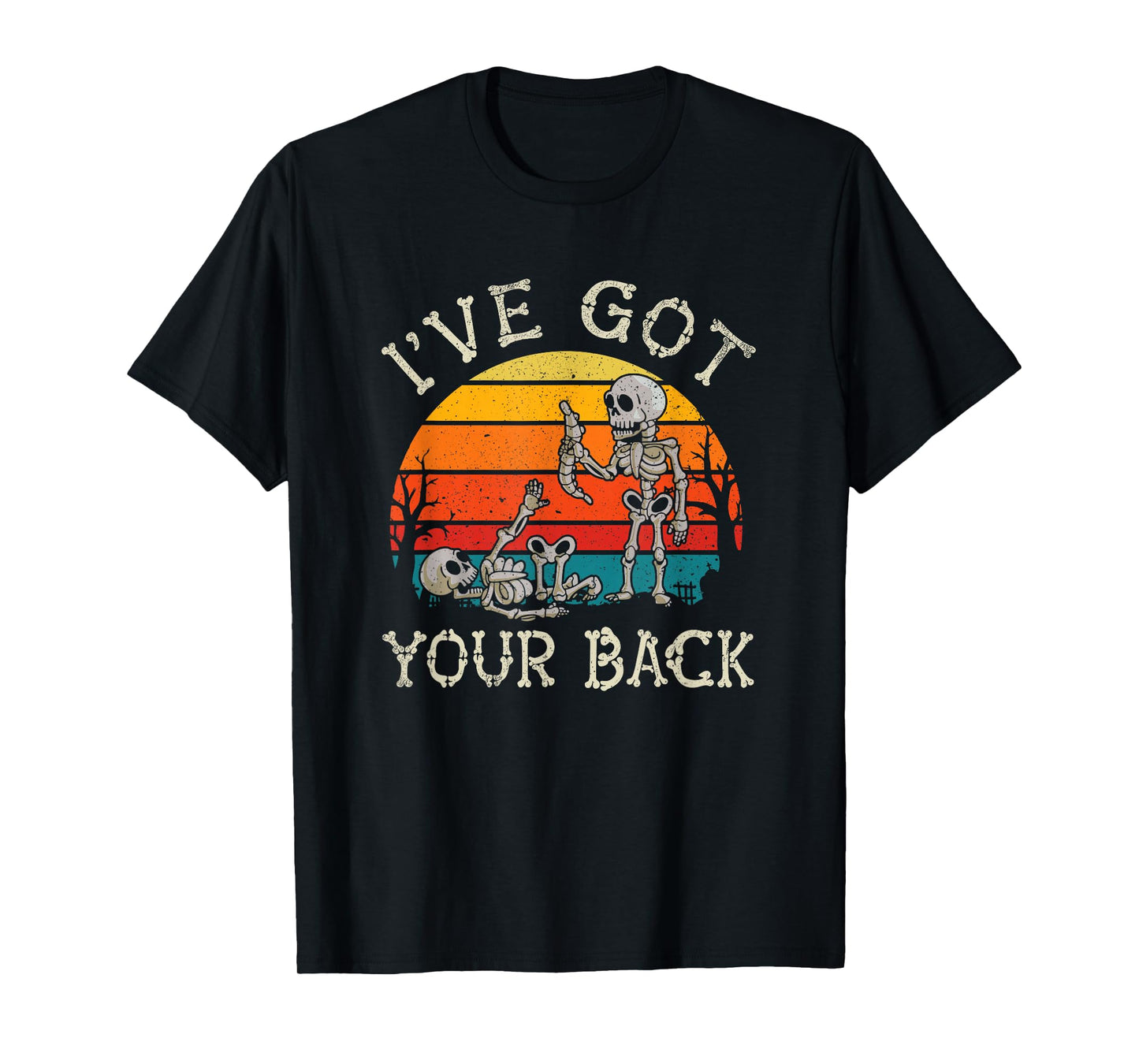 Retro I've Got Your Back Funny Halloween Skeleton Costume T-Shirt