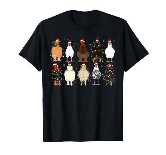 Chickens Xmas Lights Pajamas Holiday Merry Christmas Family T-Shirt