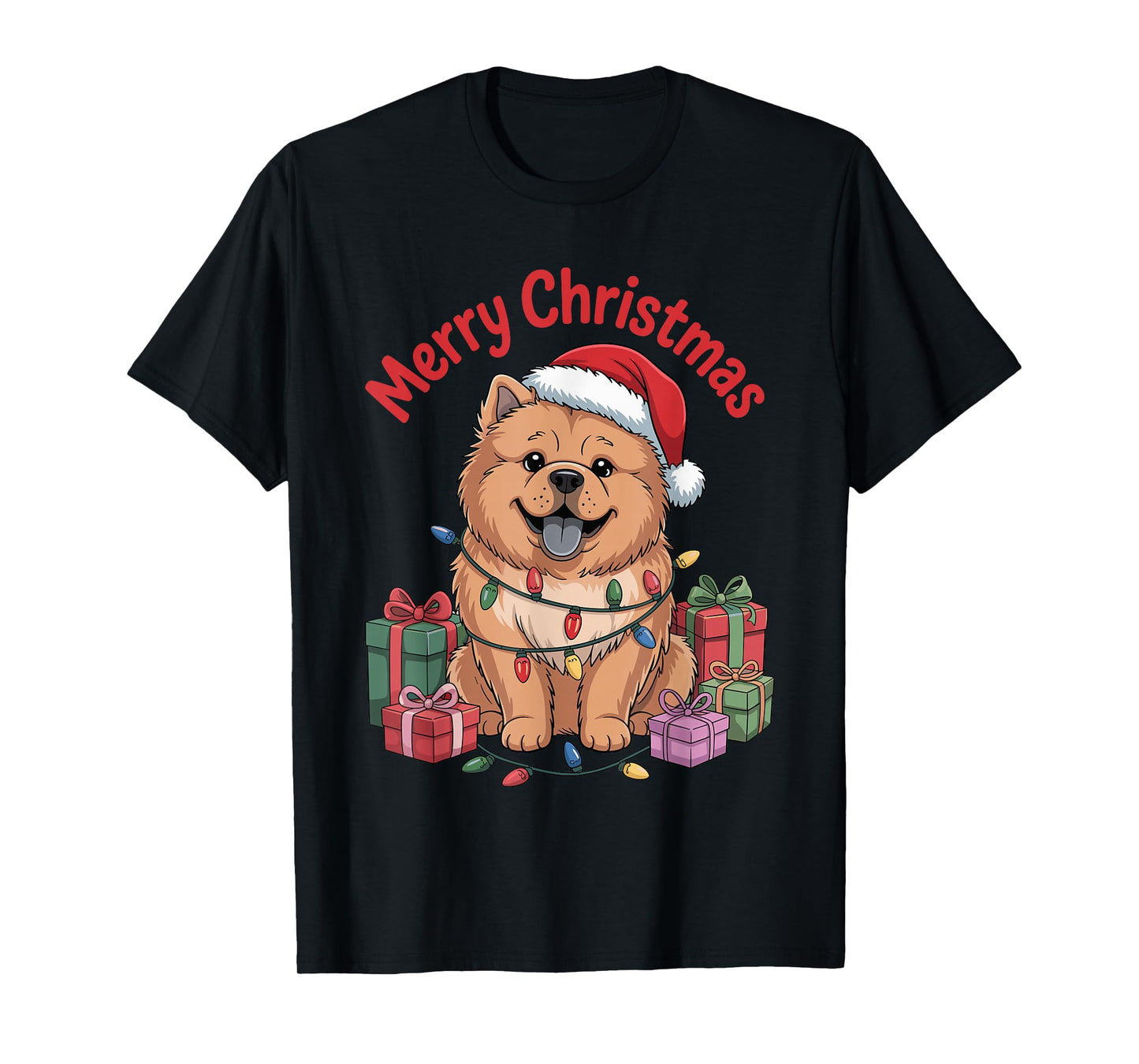 Cute Chow Chow Santa Hat Christmas Xmas Dog Lovers Holiday T-Shirt