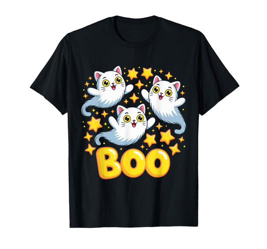 CAT Ghost Boo Cute Kitty Cats Lover Halloween Women Men T-Shirt
