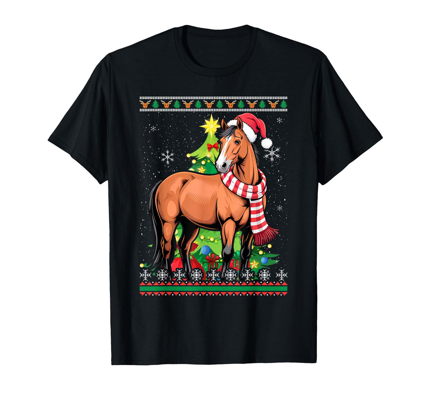 Santa Horse Ugly Sweater Animals Christmas Pajama T-Shirt