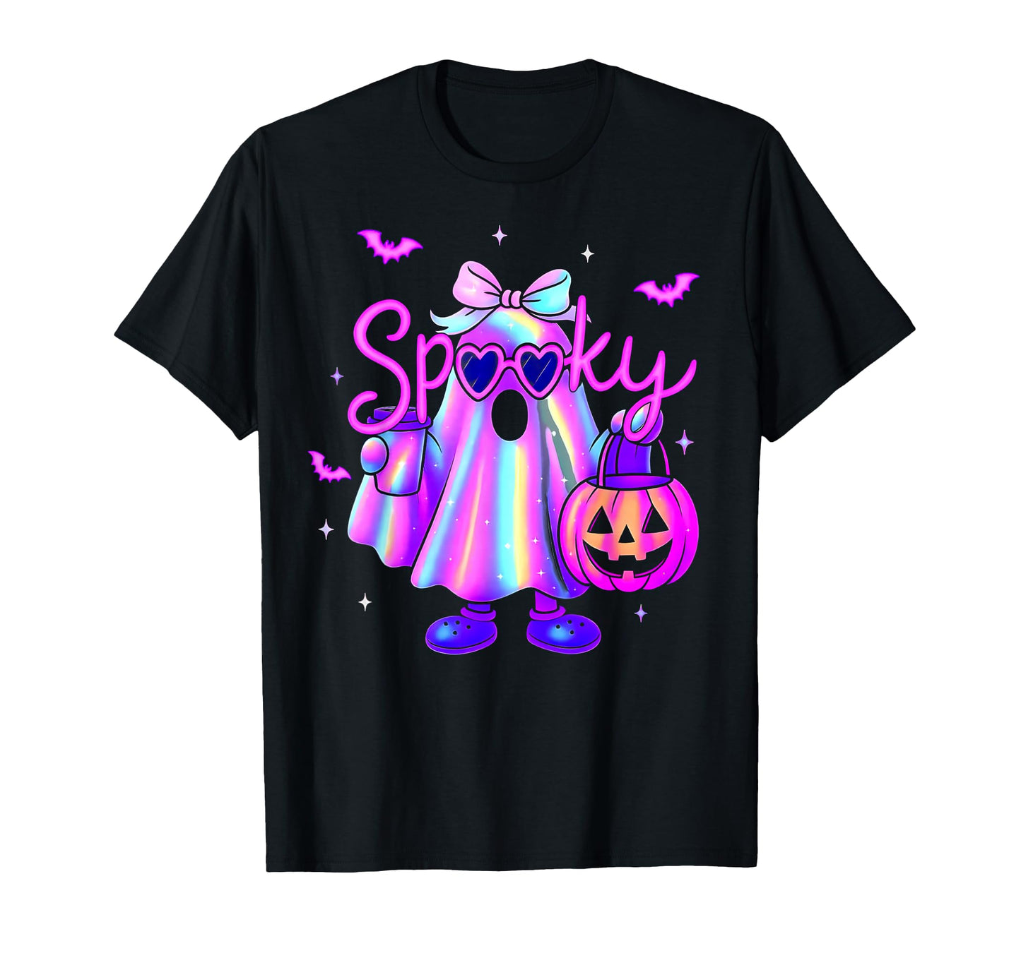 Retro Disco Spooky Funny Ghost Coquette Pumpkin Halloween T-Shirt