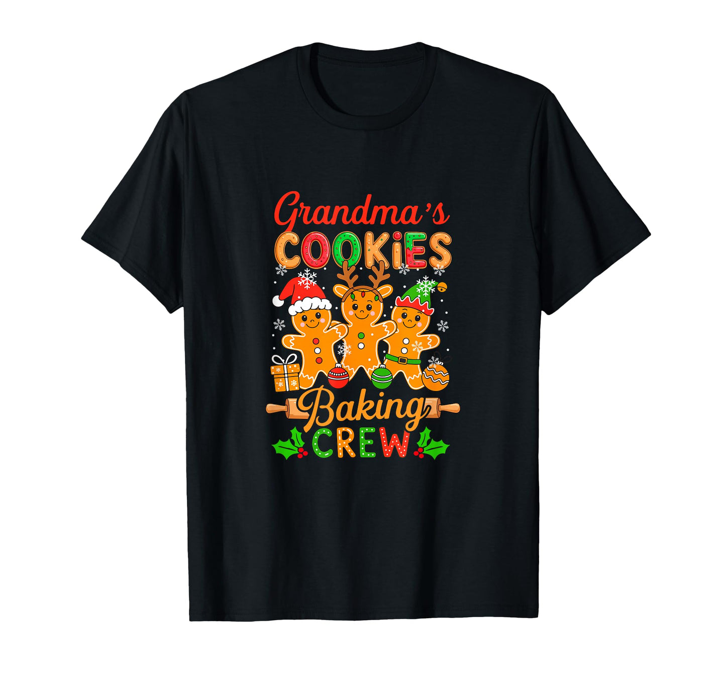 Grandma's Xmas Cookie Baking Crew Funny Baker Gingerbreads T-Shirt