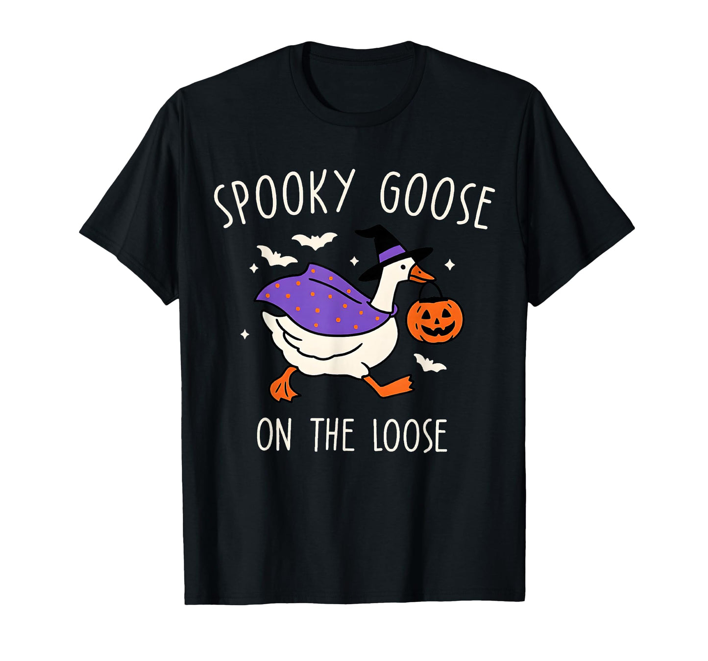 Spooky Goose On The Loose Witch Silly Goose Animal Halloween T-Shirt