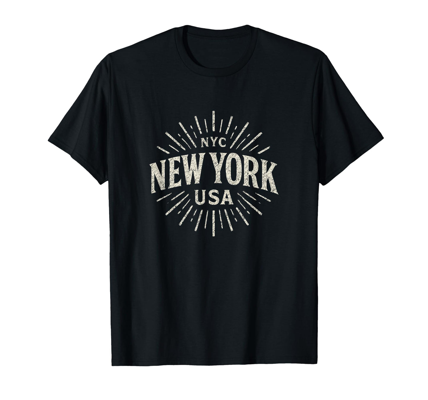 New York NYC USA Vintage Sunburst Distressed Retro Graphic T-Shirt
