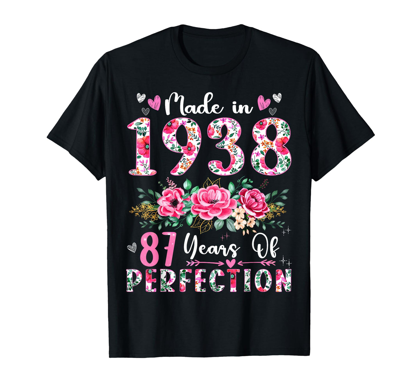 87 Year Old Made In 1938 Floral 87th Birthday Women T-Shirt