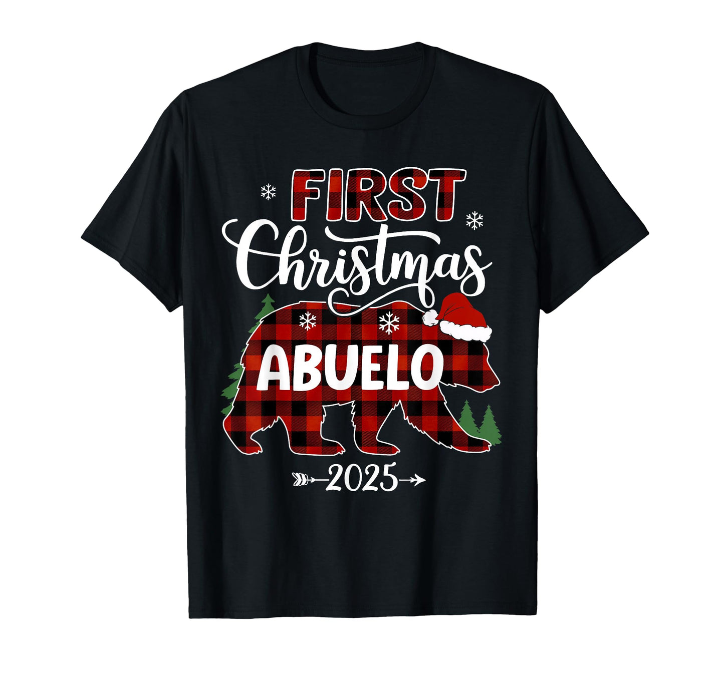 Pregnancy First Christmas Abuelo Red Plaid Bear Santa 2025 T-Shirt